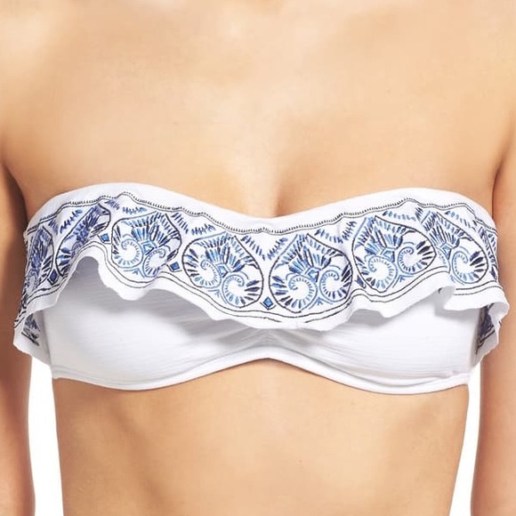 🌊Roxy Sandy Tile Ruffle Bandeau Bikini Top - Picture 7 of 7